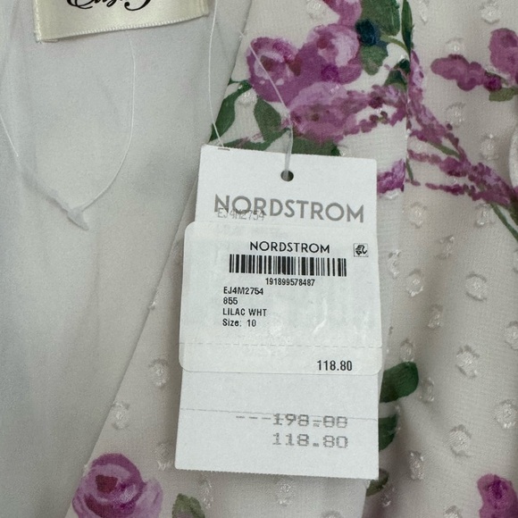 Eliza J Lilac White Floral Wrap Ruffled Tie Front Midi Dress - Picture 12 of 15